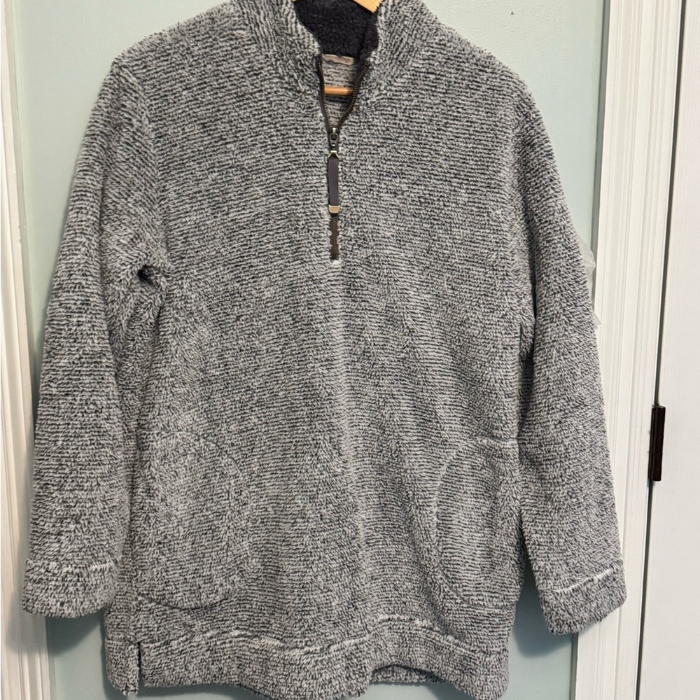 Soft Surroundings Black and White Zip-Up Sweater Sz M